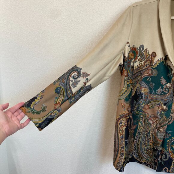 GRAVER Susan Graver Regular Printed Suede Shawl Collar Jacket 1X - Picture 4 of 11